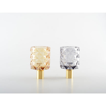 Kandelaars glas geel paars set van 2