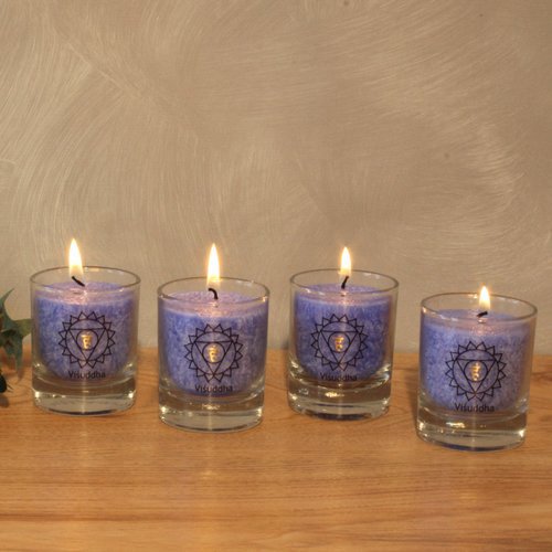 Chakra kaars Visuddha set van 4 lichtblauw ca. 6 cm