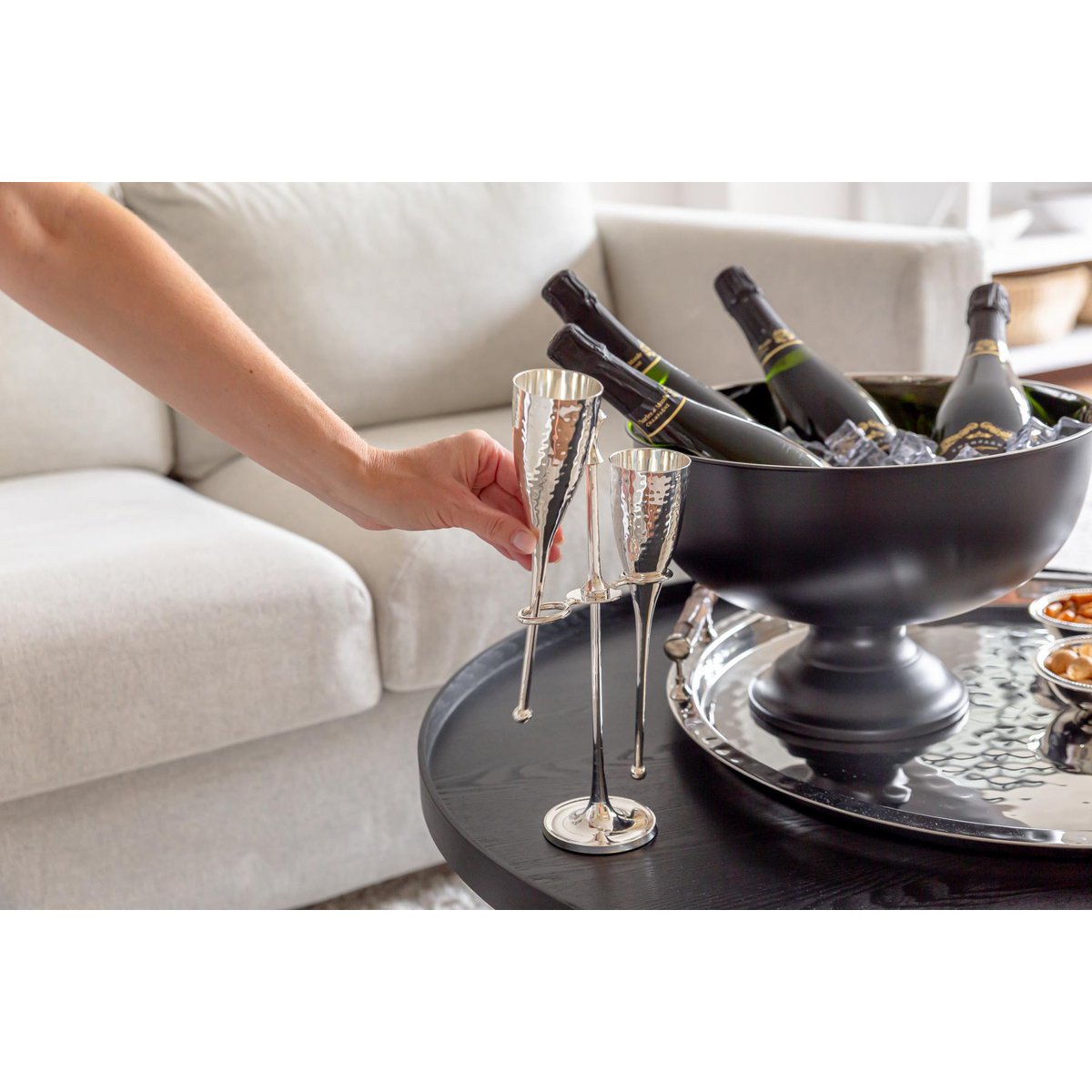 Champagneglazen 2 stuks Didi verzilverd H 32 cm