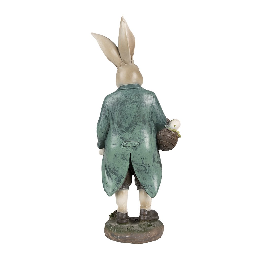 Konijn beeld 38 cm bruin groen polyresin