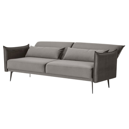 3-zits bank fluweel grijs 207x86x88 cm
