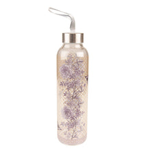 Glazen waterfles 650 ml bloemenprint