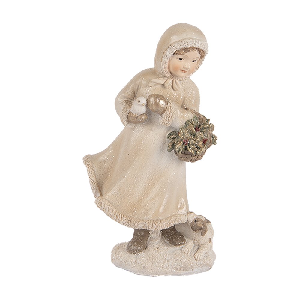 Decoratiebeeld kind 10x7x17 cm beige kunststof
