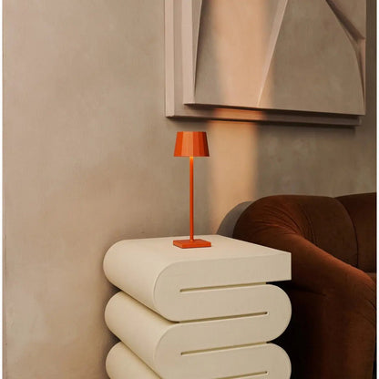 Tafellamp oranje metaalijzer draadloos dimbaar 38 cm
