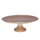 Beige cake dish gilded rim 28 cm