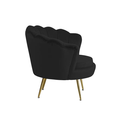Zwart fluwelen schelp fauteuil