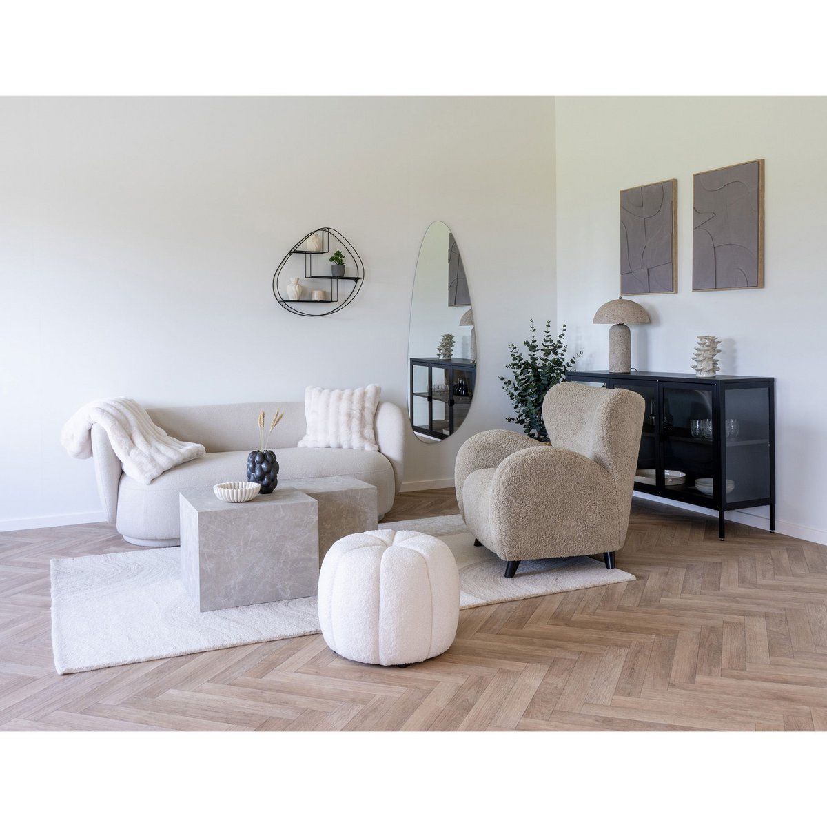 Vloerkleed wol 160x230 cm handgetuft lichtbruin ivoor