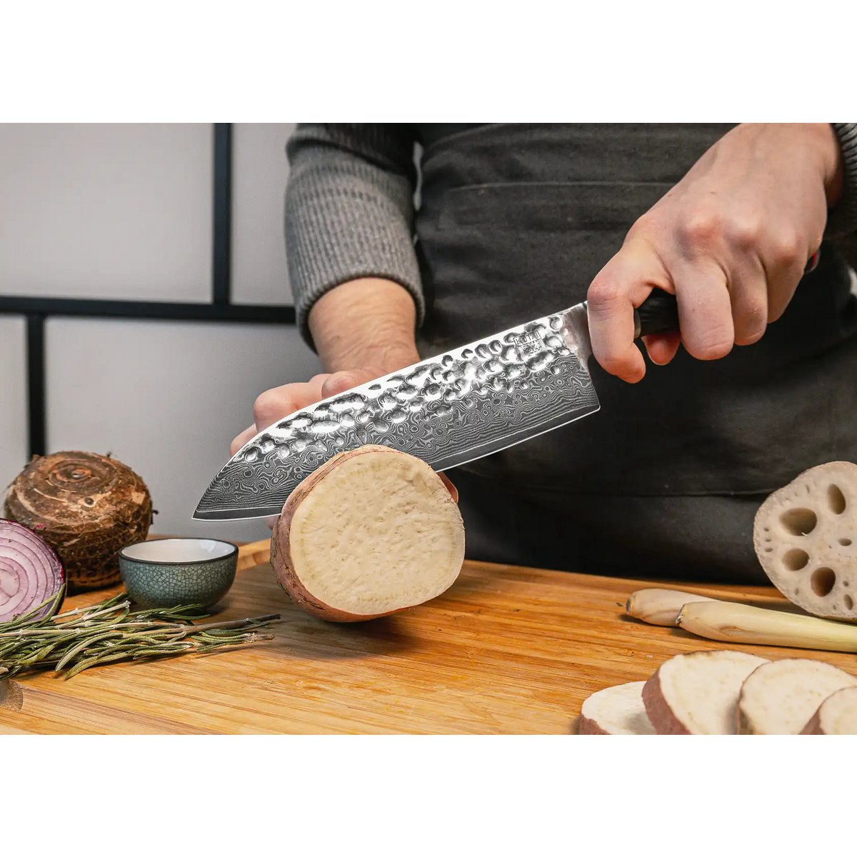 Santoku mes 18 cm Damascus AUS-10 staal