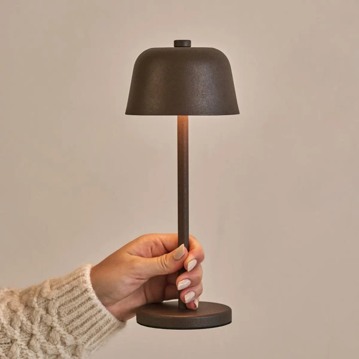 Tafellamp oplaadbaar metaal bruin Ø12x29 cm dimbaar