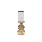 Windlicht glas metaal goud 11x10x33 cm