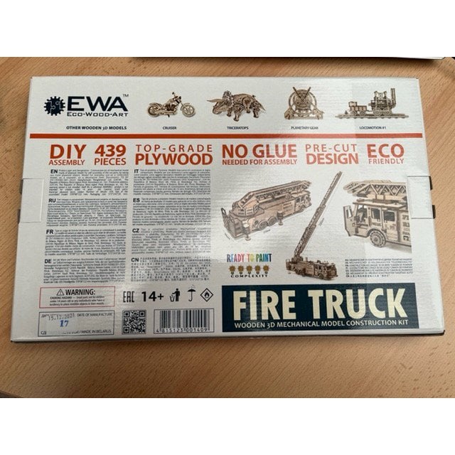 Eco Wood Art Mechanische Puzzel Brandweerwagen 1409