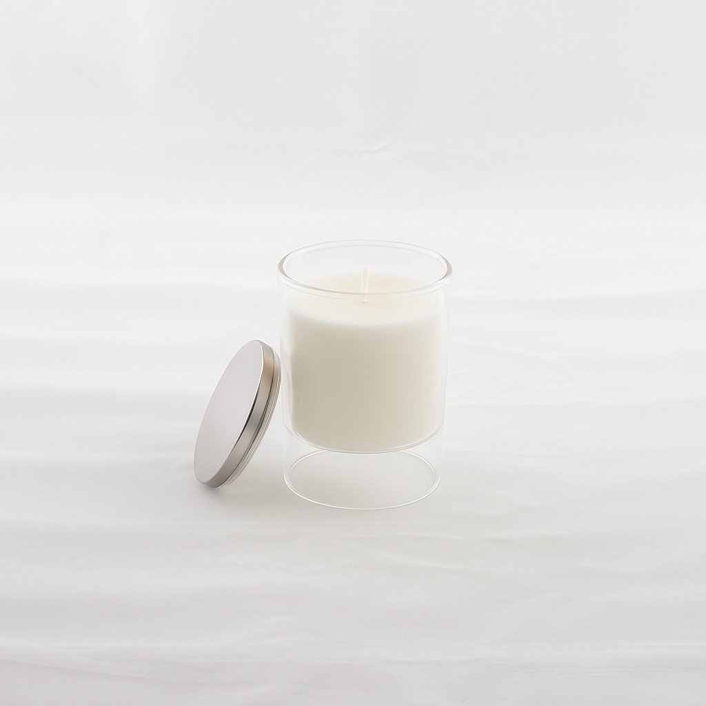 Witte kaars musk parfum 7x11.3 cm glas