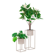 Bloempotten staal set van 2 beige grijs