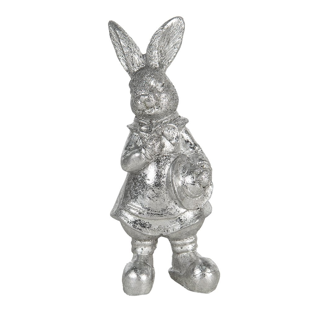 Konijn beeld 13 cm zilver kunststof
