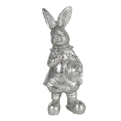 Konijn beeld 13 cm zilver kunststof