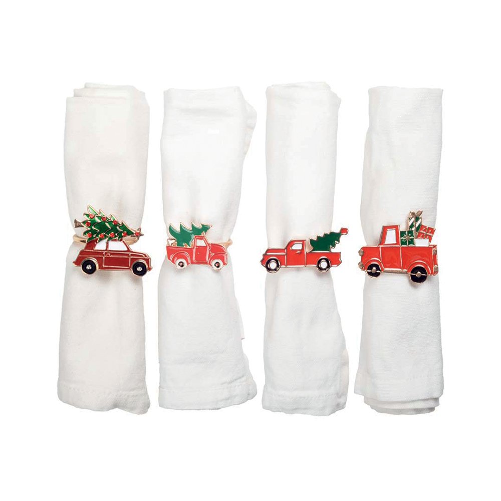 Servetringen kerst 4 stuks zink rood