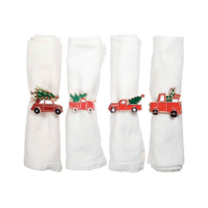 Servetringen kerst 4 stuks zink rood