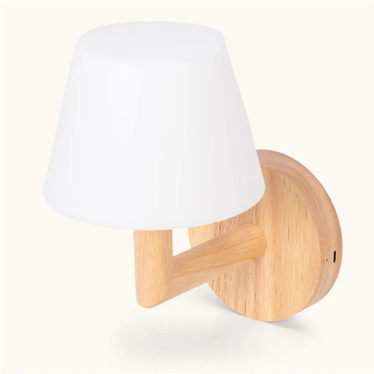 Wandlamp oplaadbaar rubberwood lichtbruin dimbaar