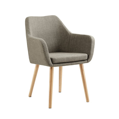 Fauteuil bruine structuurstof massief eikenhout