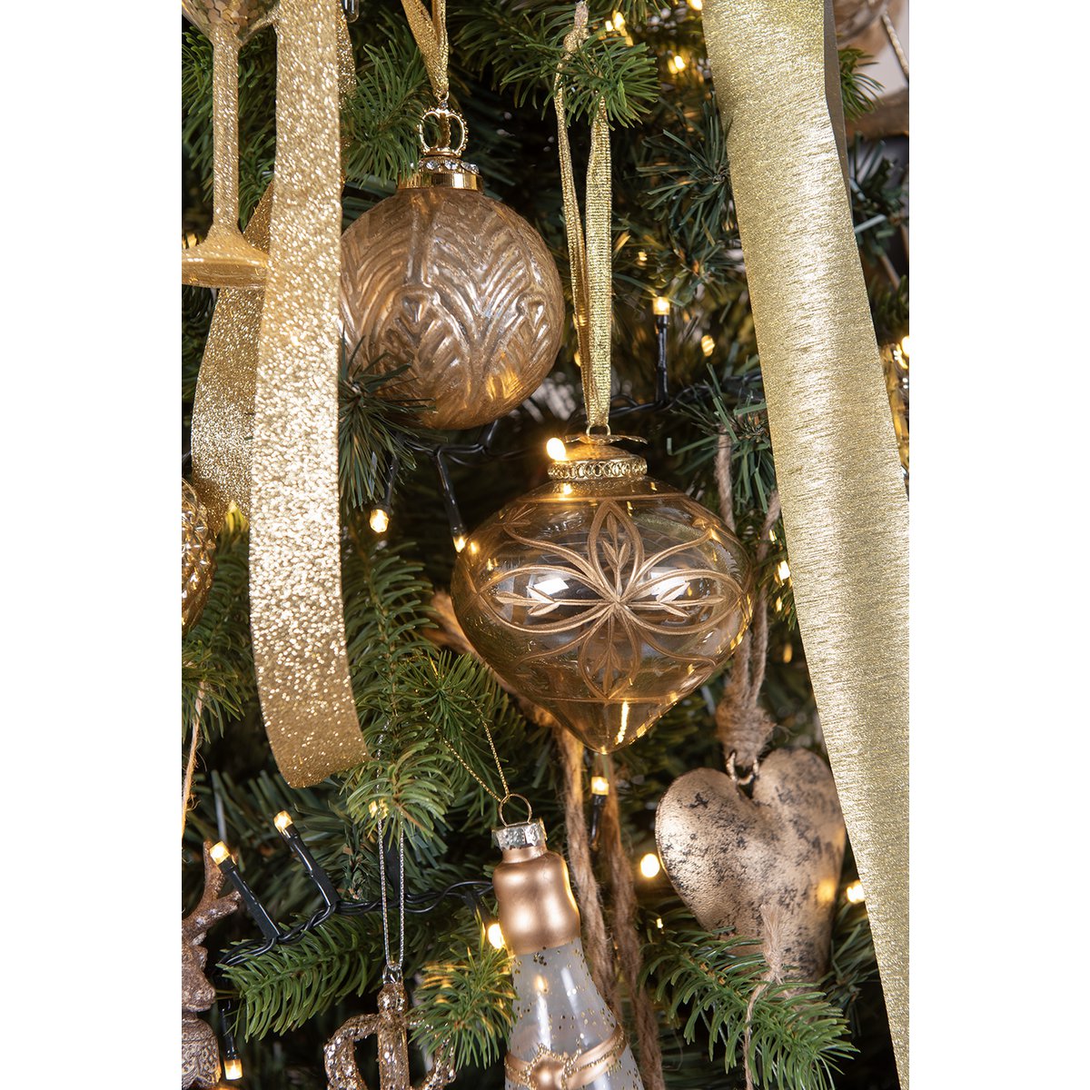 Christmas bauble Ø 7 cm Gold-coloured Glass Christmas decoration