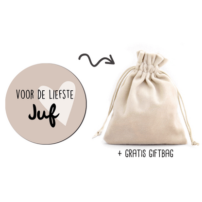 Minicirkel 9 cm Dibond onderzetter juf cadeau