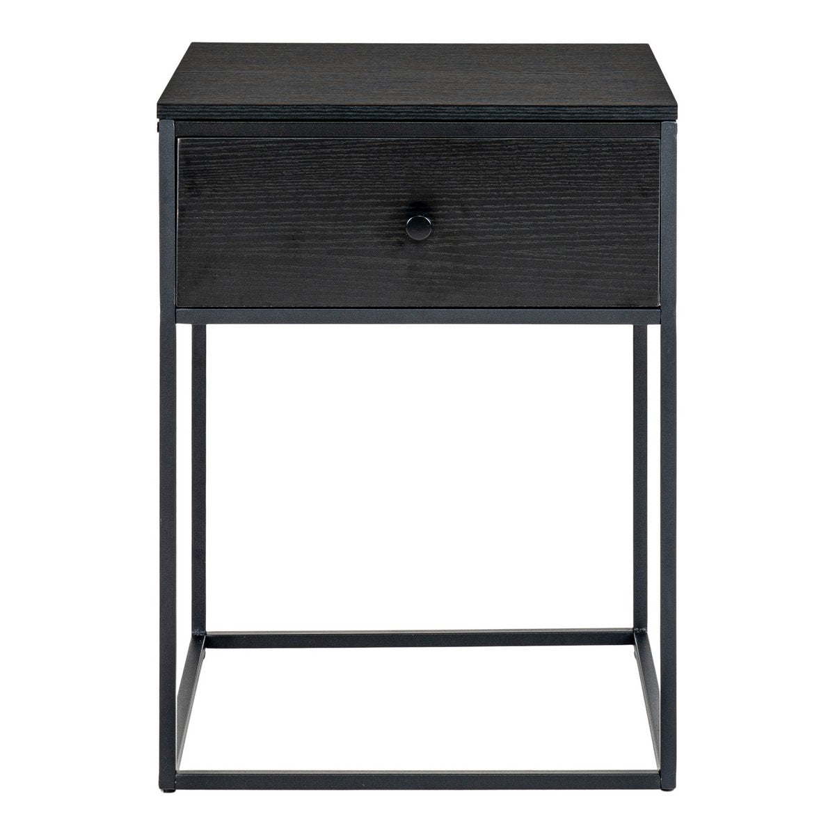 Bijzettafel 40x40x55 cm zwart staal met lade