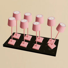 Tafellampen set 8 stuks roze oplaadbaar met draadloos laadstation