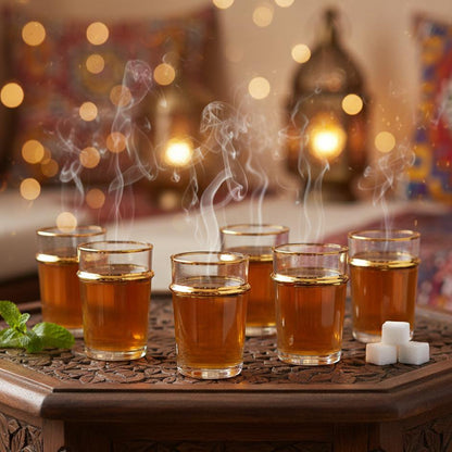 Glass Gold Rim teacups 175 ml - lot of 6