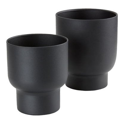 Fulda Plant Pots - Metal, Black - Set of 2