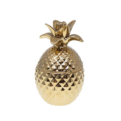 Decoratieve ananasdoos keramiek 13x13x22,5 cm goud