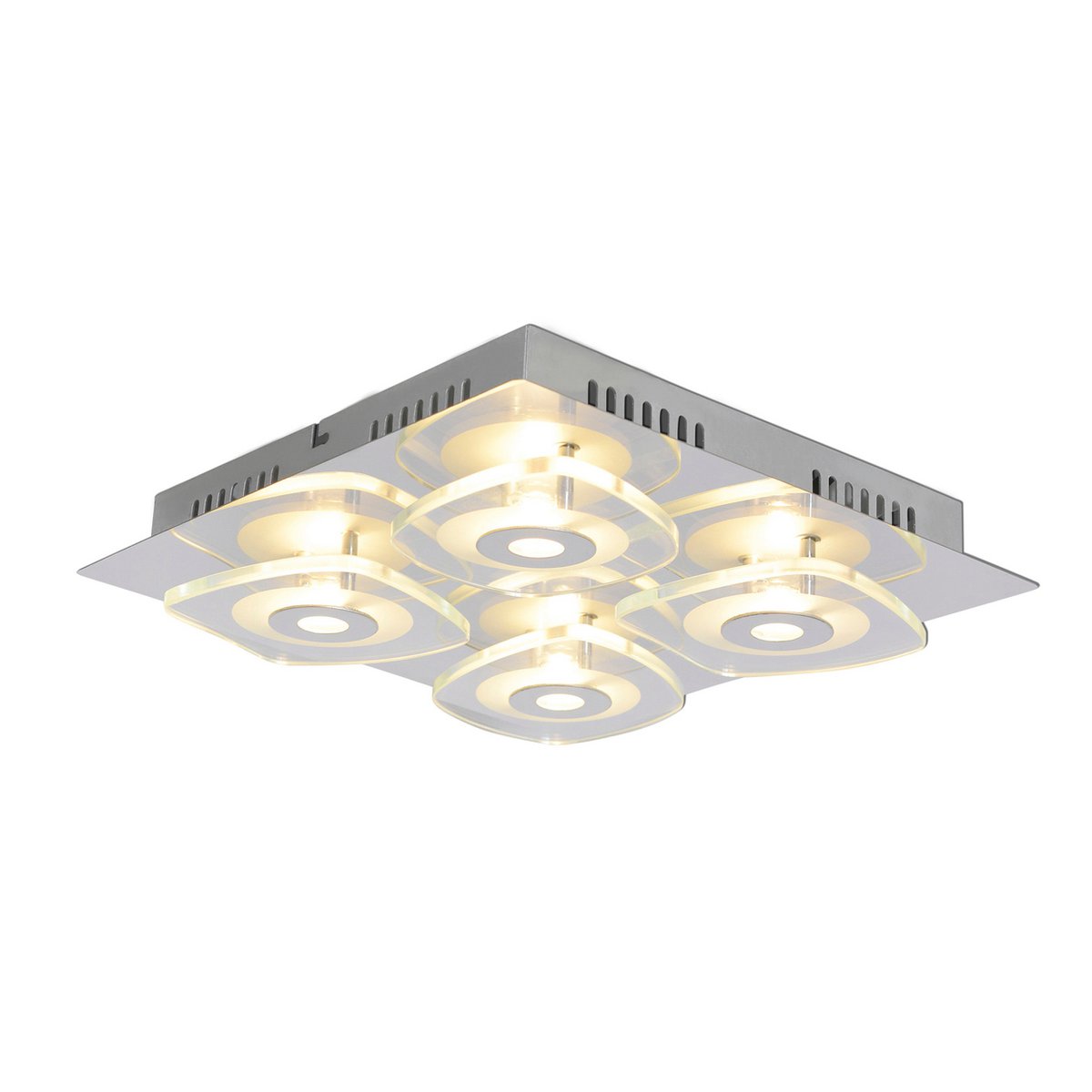 LED wand- en plafondlamp Lucca 31x7x31 cm metaal glas
