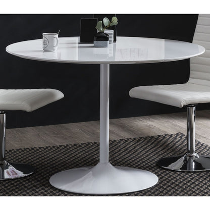 Bistrotafel rond 110 cm wit MDF hoogglans