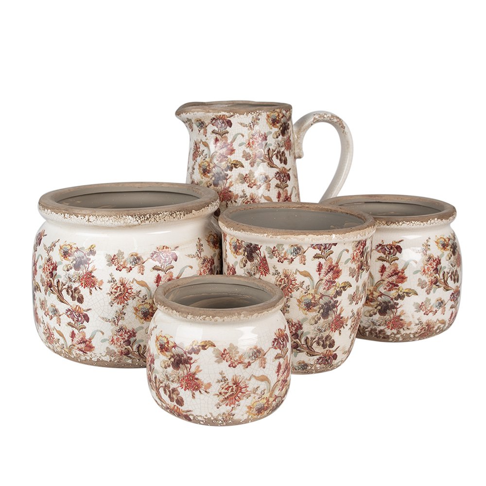 Bloempot Ø 20x15 cm beige roze keramiek
