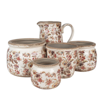 Bloempot Ø 20x15 cm beige roze keramiek