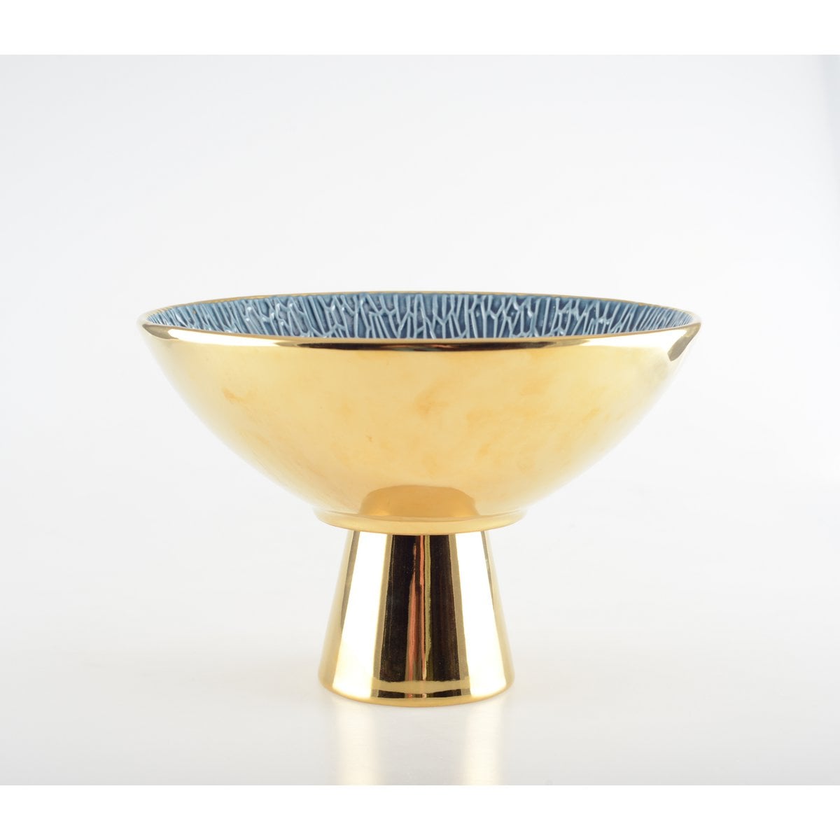 Fruitschaal keramiek blauw goud 22.8x22.8x15.5 cm
