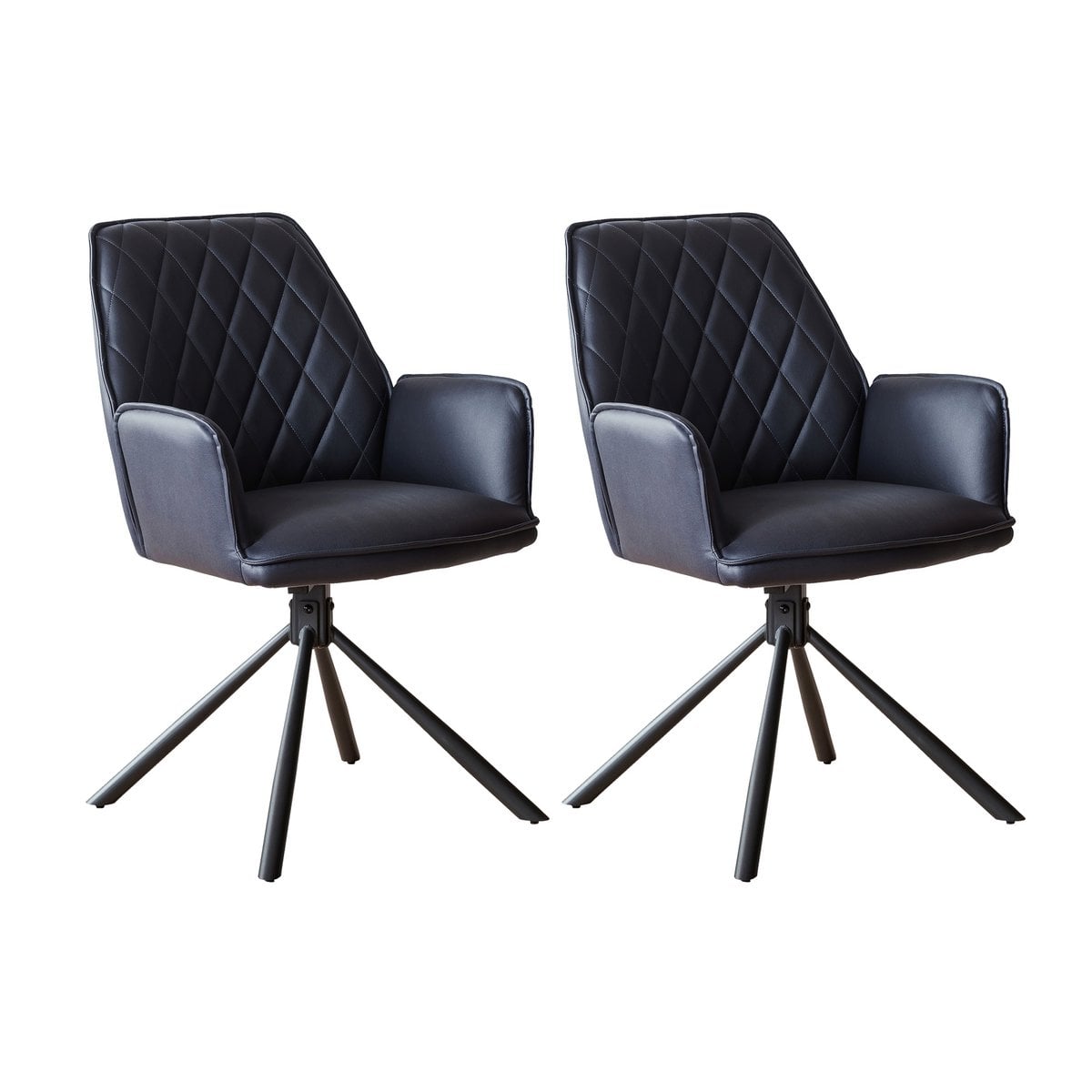 Fauteuil donkerblauw set van 2 draaibaar