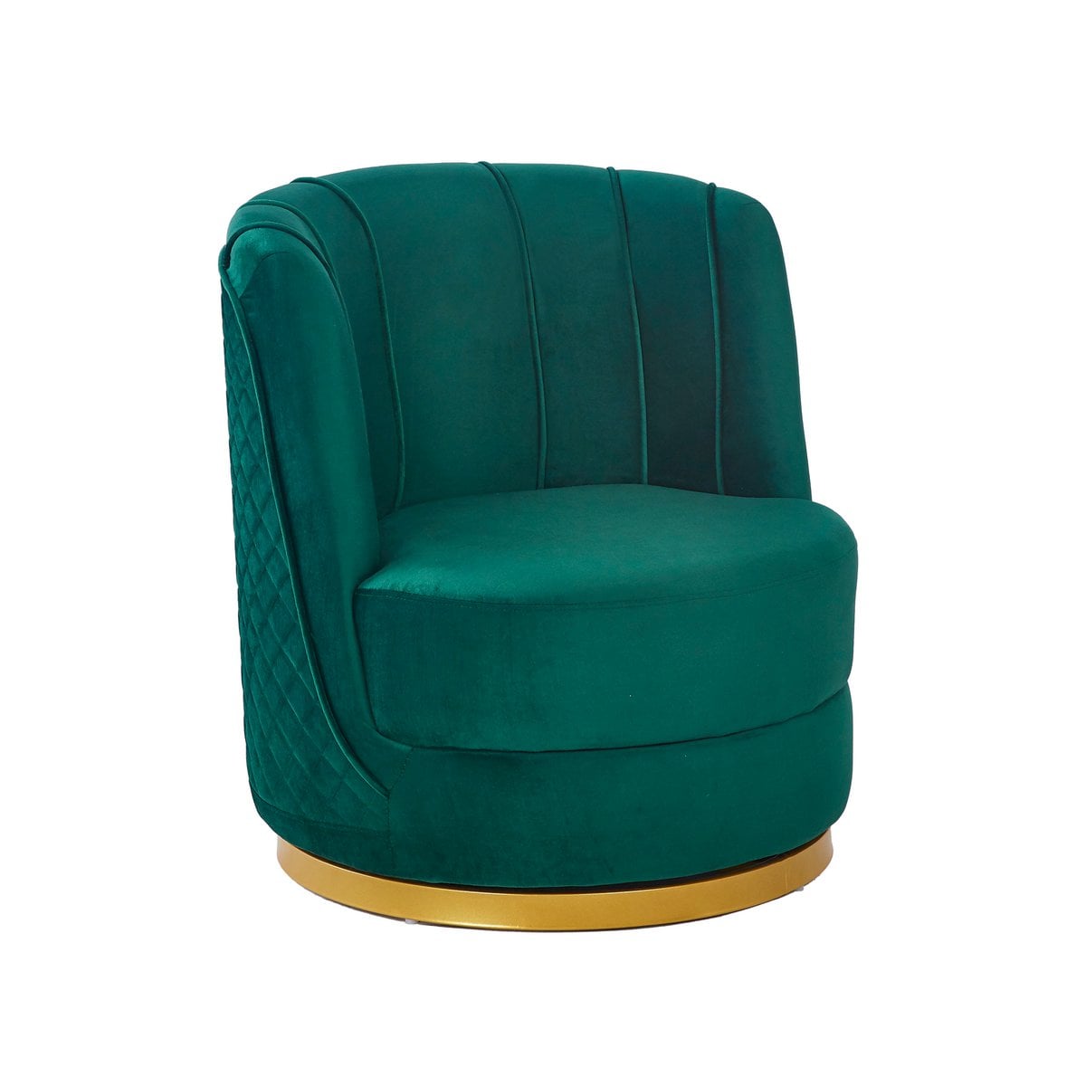 Draaifauteuil groen fluweel goudkleurig onderstel