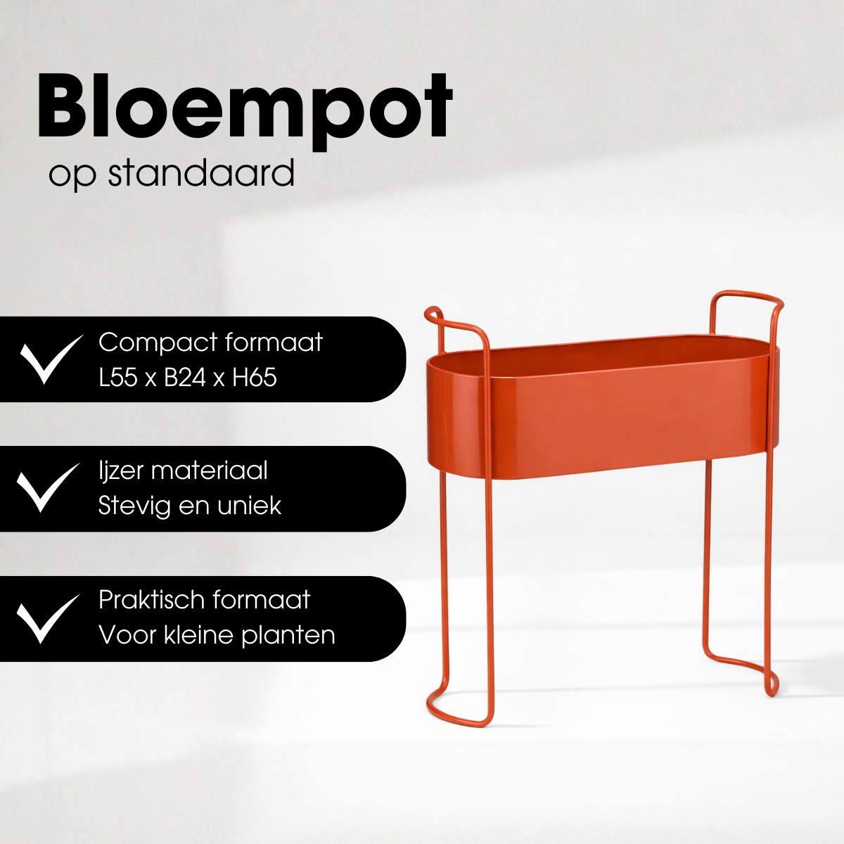 Plantenbak Moritz 55x24x65 cm ijzer rood