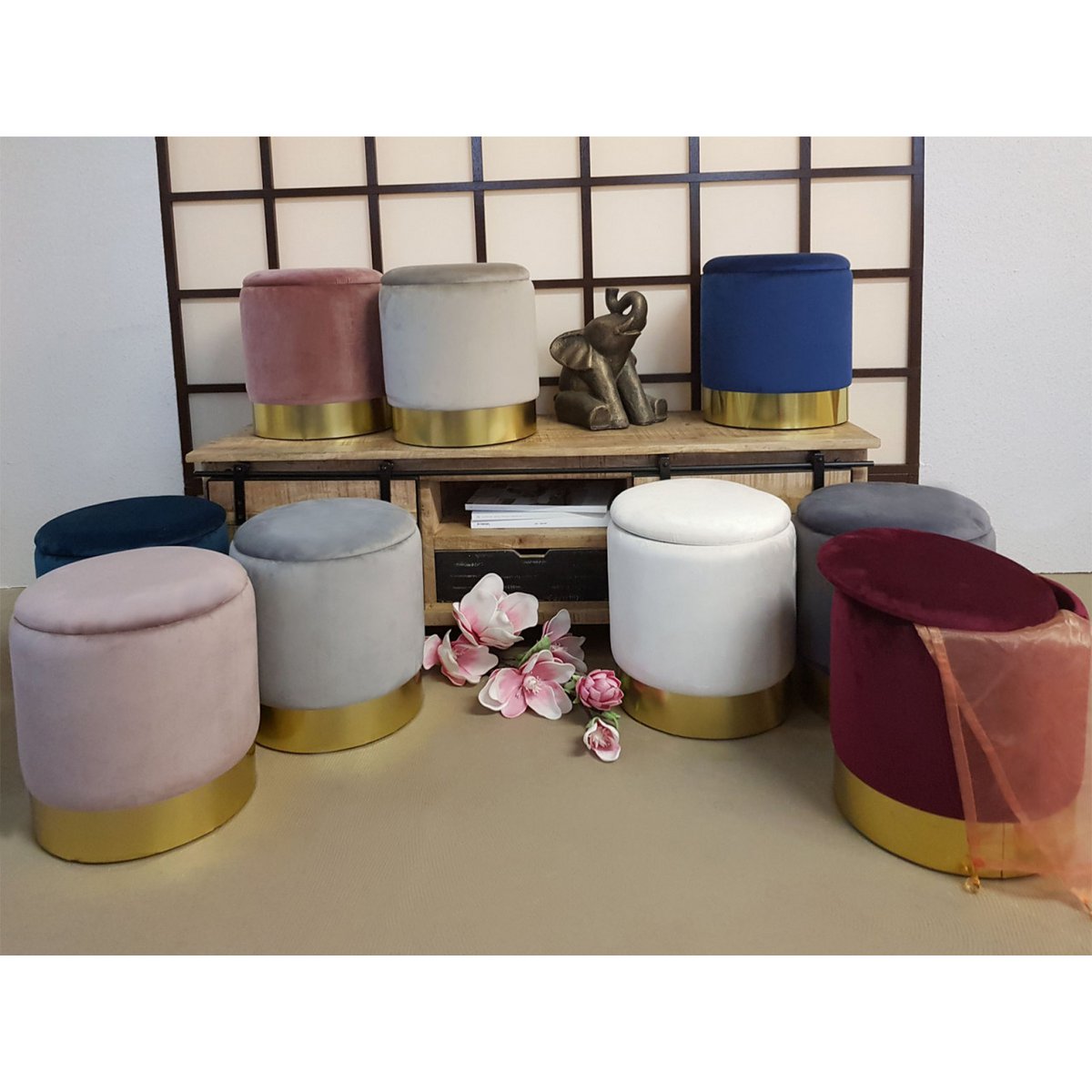 Ottomane met opbergruimte 31x38 cm velours