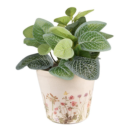 Bloempot Ø 12x10 cm roze beige keramiek