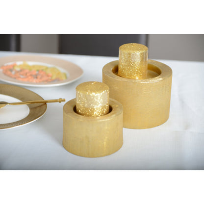 Kandelaar metaal goud 16.5x16.5x11.5 cm