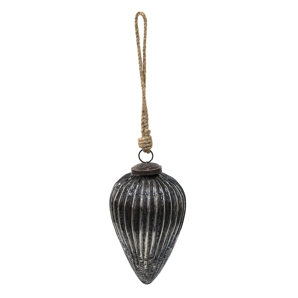 Kerstbal Ø 9 cm zwart zilver glas