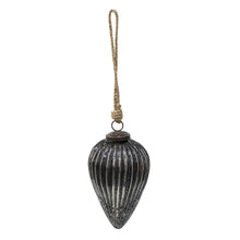 Kerstbal Ø 9 cm zwart zilver glas
