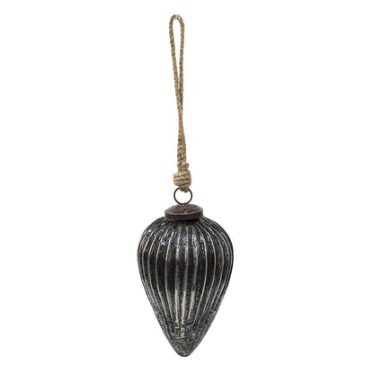 Kerstbal Ø 9 cm zwart zilver glas