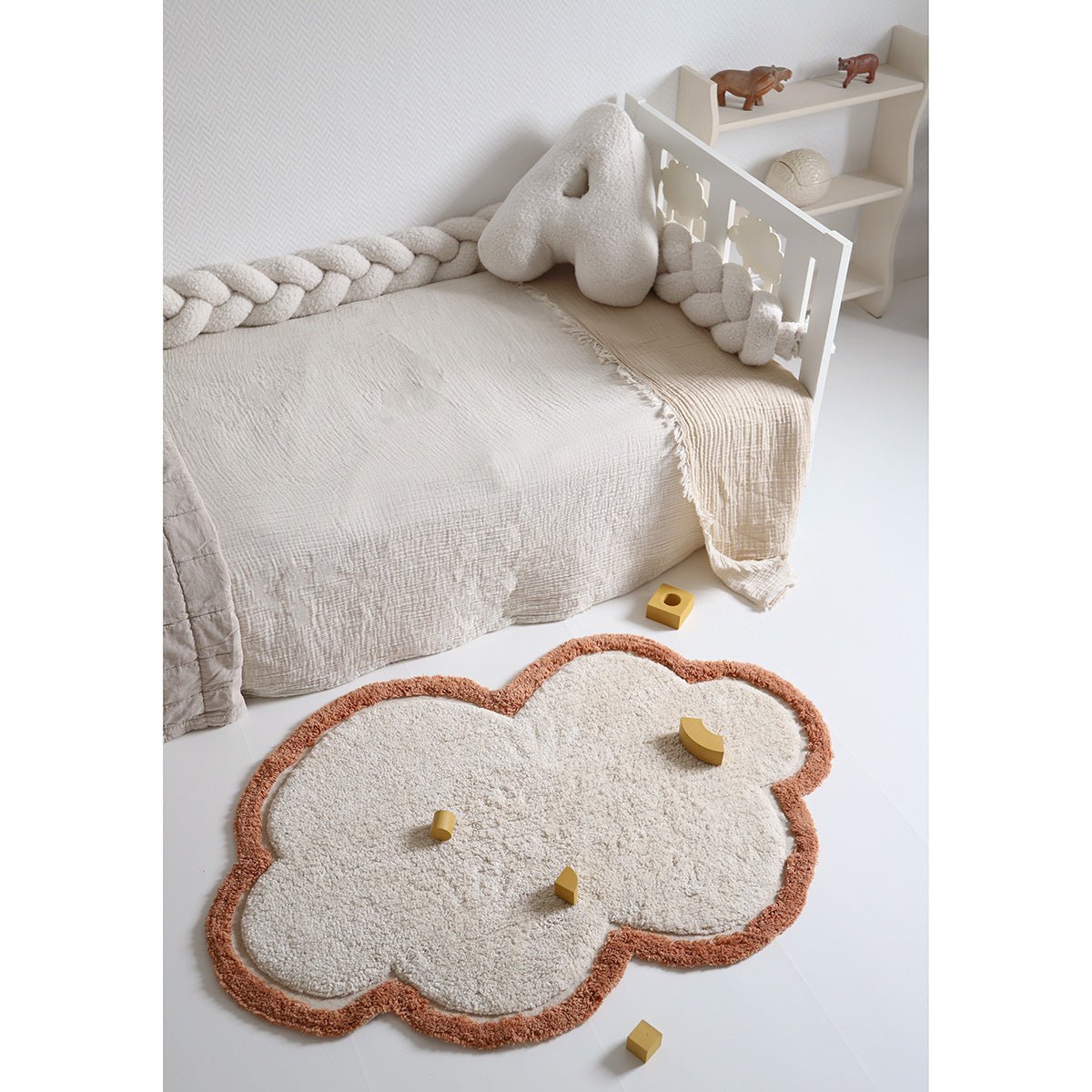 Kinderkamer tapijt wolk Little Nimbus Toffee 100% katoen