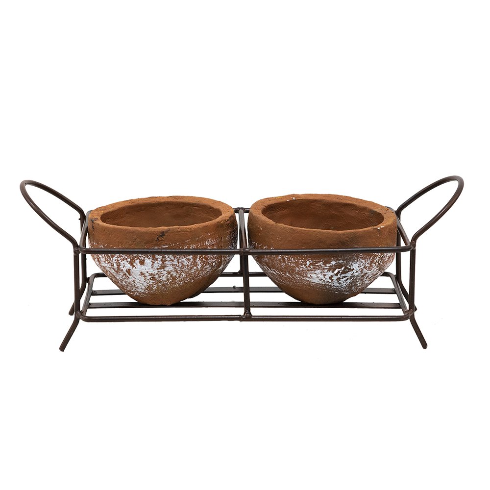 Plant Holder 30x12x10 cm Brown Metal Flower Pot