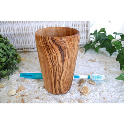 Tandenborstelbeker olijfhout 7x10 cm