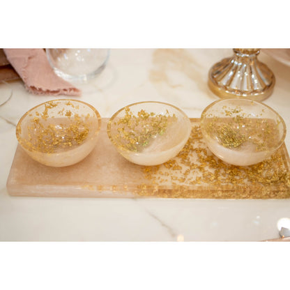 Aperitief set 3 kopjes glitterhars schotel