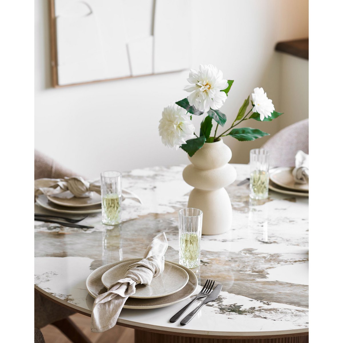 Dinerbord keramiek ø27 cm beige set van 4
