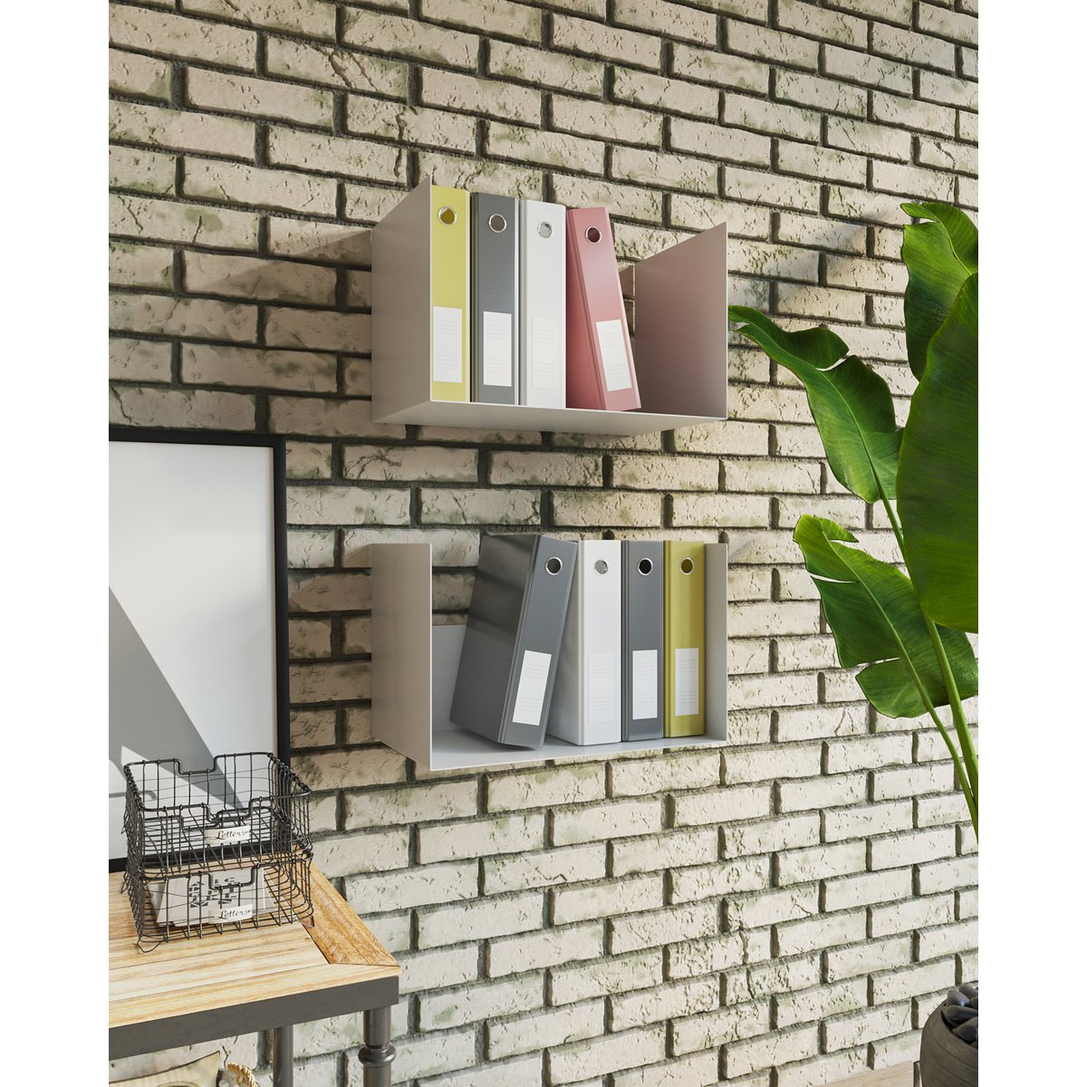 Wandrek wit metaal 60x15x10 cm